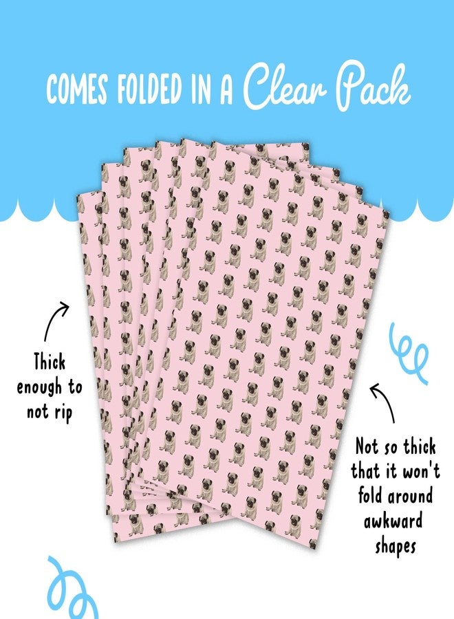 CENTRAL 23 Pug Wrapping Paper - Funny Dog Wrapping Paper - 6 Sheets Of Birthday Gift Wrap For Her - Silly Sleepy Pugs - Pink - For Dog Lovers - Comes With Stickers - Image 4